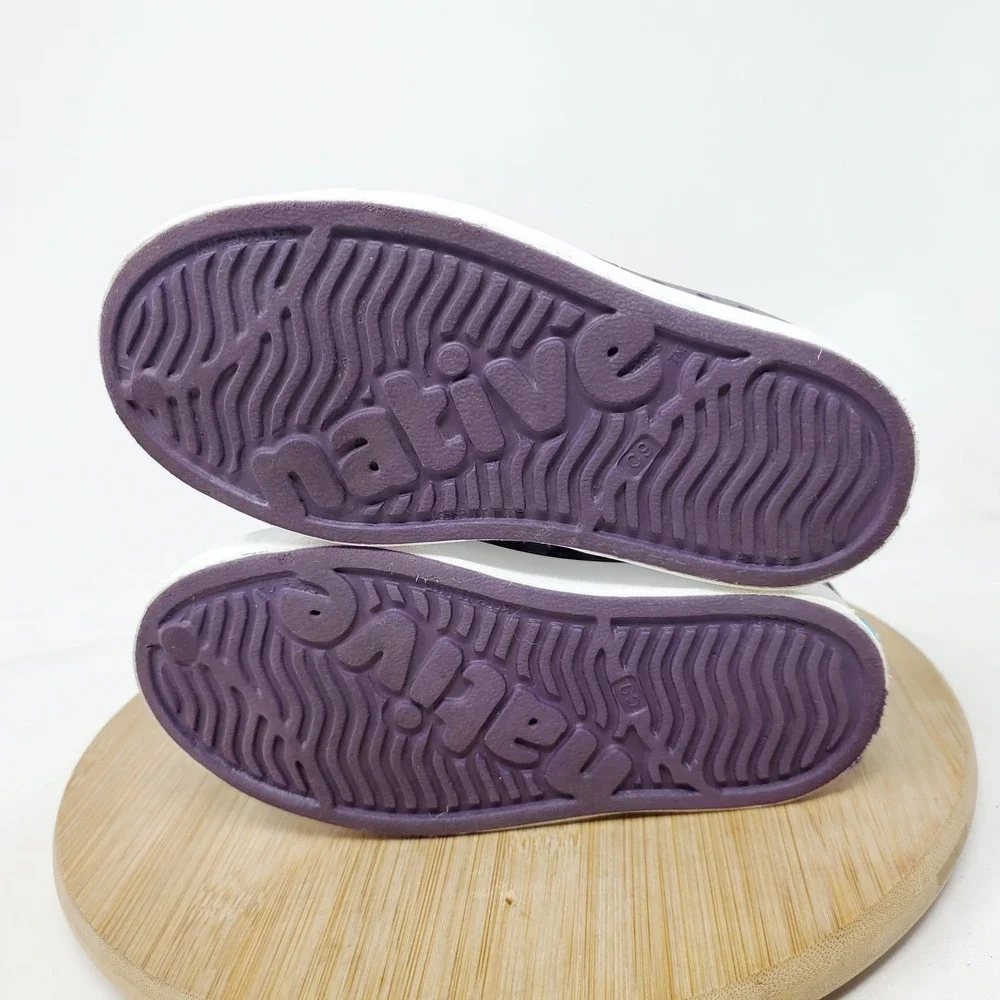 Native Jefferson Shoes Kids 9 Girls Boys Dark Purple Slip On Sandal Play School
